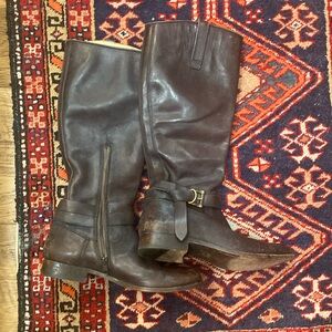 FRYE Women's Melissa Knotted Tall Riding Boot, Dark Brown, 9.5 M US